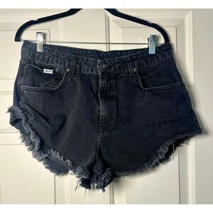 The Ragged Priest Denim Jean Ahort Shorts Womens 34 Black Frayed Bottom Grunge